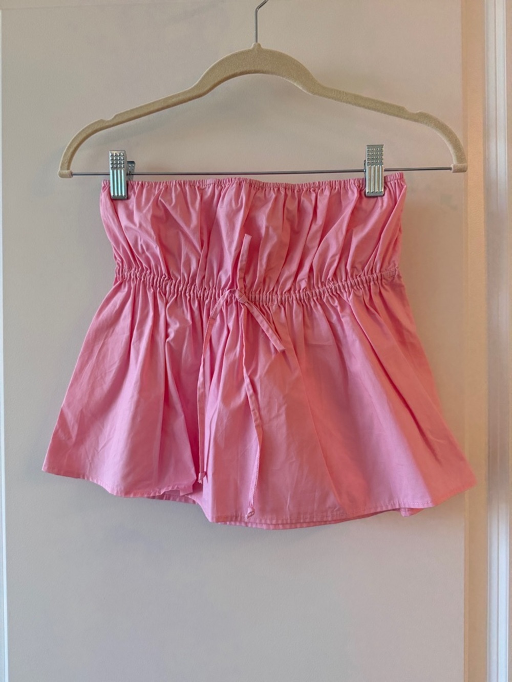 Olivaceous Pink Strapless Smocked Waist Tube Top